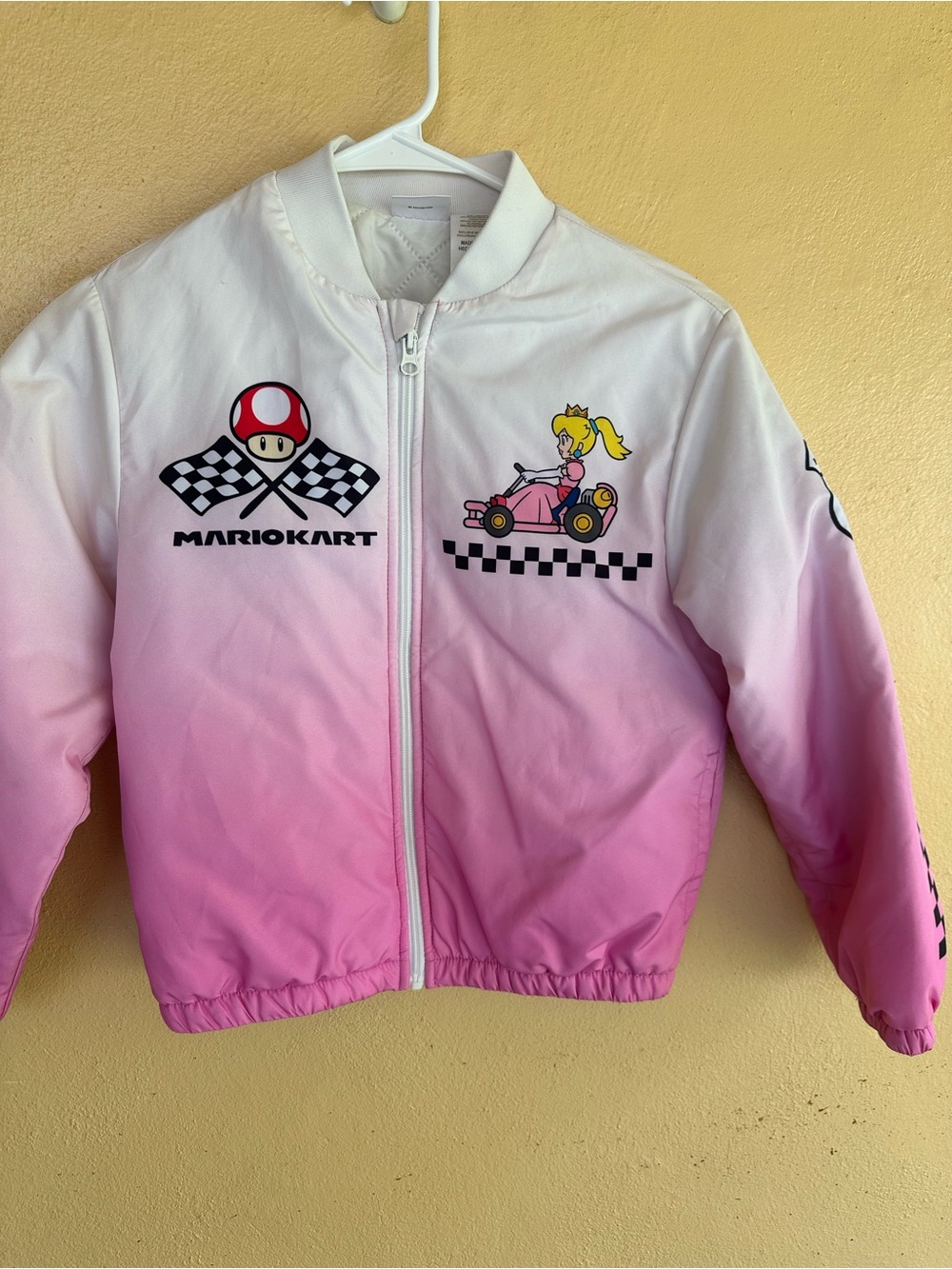 Mario Kart Kids Pink & White Gradient Bomber Jacket